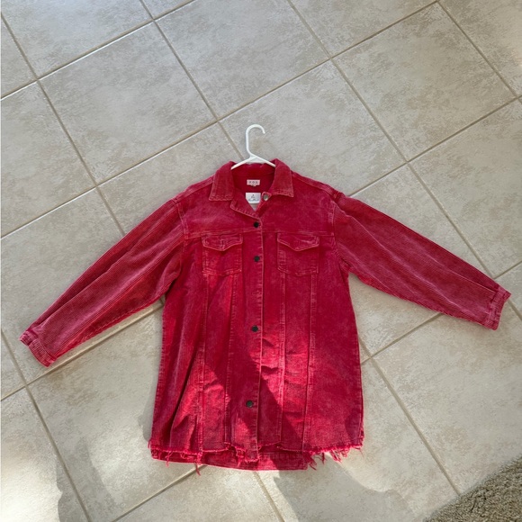 POL Jackets & Blazers - POL Size Small NWT Ruby Red Long Cord Shacket